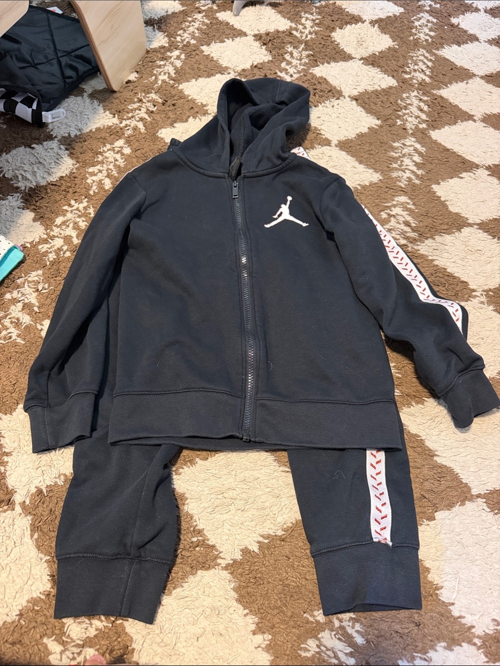 Jordan Black Hooded Zip Sweatshirt and Joggers with White Jumpman